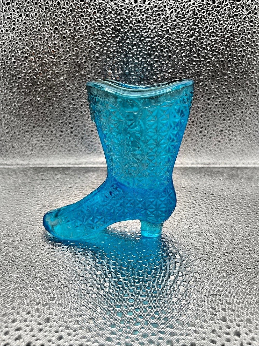Vintage Victorian Blue Glass Boot Shoe Mosser